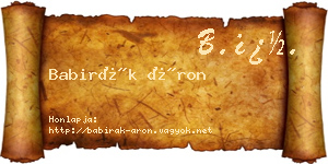 Babirák Áron névjegykártya